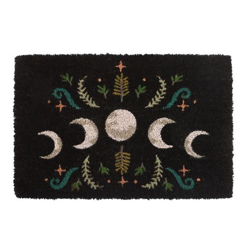 Black Dark Forest Moon Phase Doormat N/A