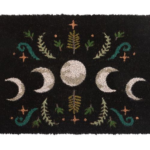 Black Dark Forest Moon Phase Doormat N/A