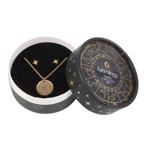 Astrology Wheel Earring and Necklace Set N/A