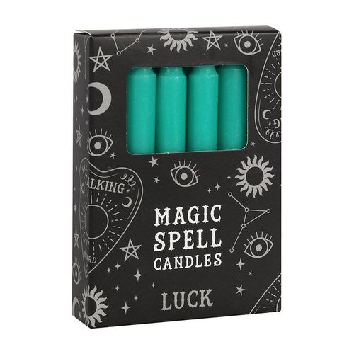 Set of 12 Green 'Luck' Spell Candles N/A