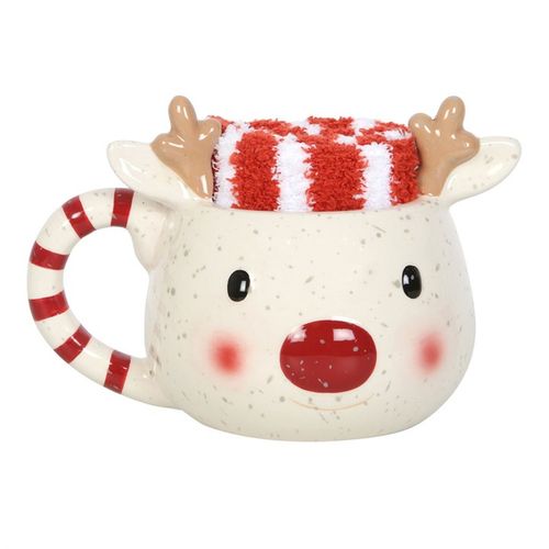 Rudolph Reindeer Mug and Socks Set N/A