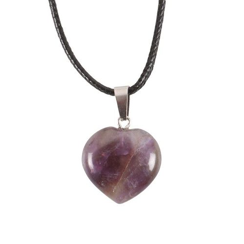 Amethyst Healing Crystal Heart Necklace N/A