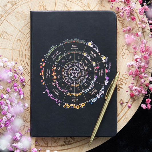 Wheel of the Year A5 Notebook top black white