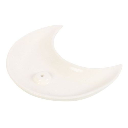 White Crescent Moon Incense Stick Holder top white grey