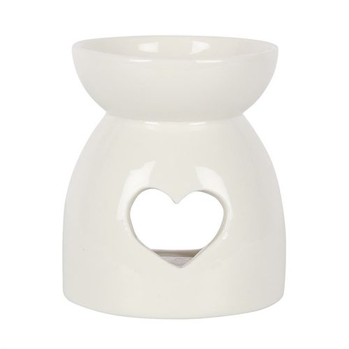 White Heart Cut Out Oil Burner front white grey