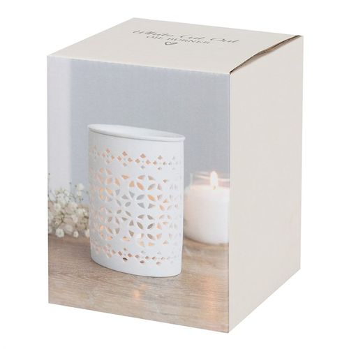 White Matte Cut Out Oil Burner packaged white blue