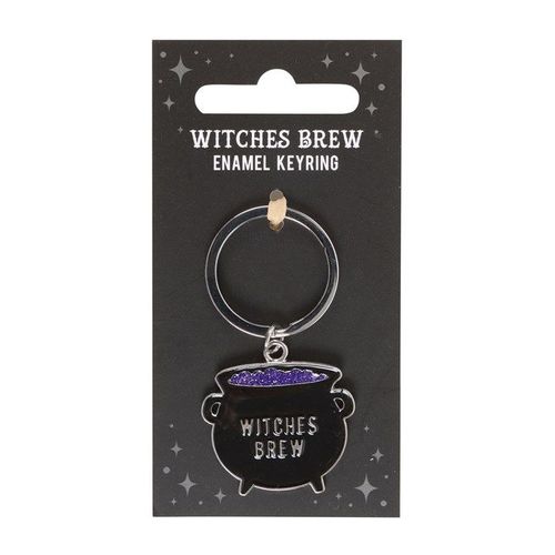 Witches Brew Cauldron Keyring packaged black purple